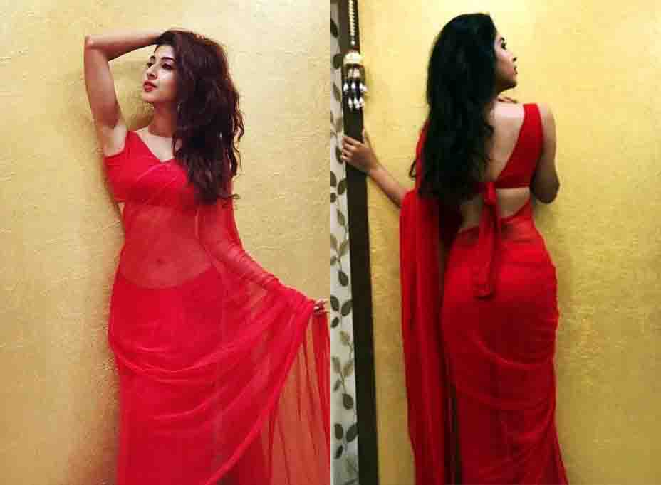 Sonarika Bhadoria Hot in Red Saree