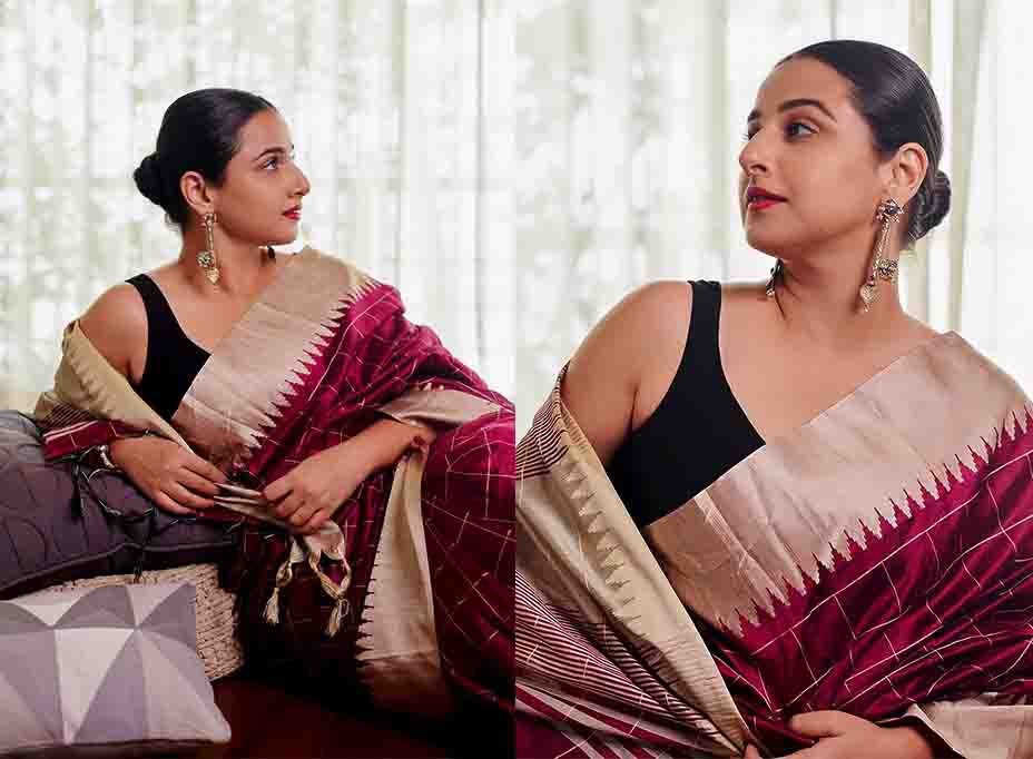 Vidya Balan Sexy Looks in Sleeveless Black Blouse