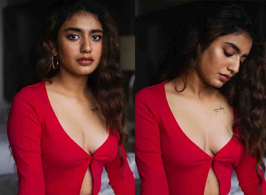 Priya Prakash Varrier’s Sexy photoshoot in Red Top Exposing her cleavages